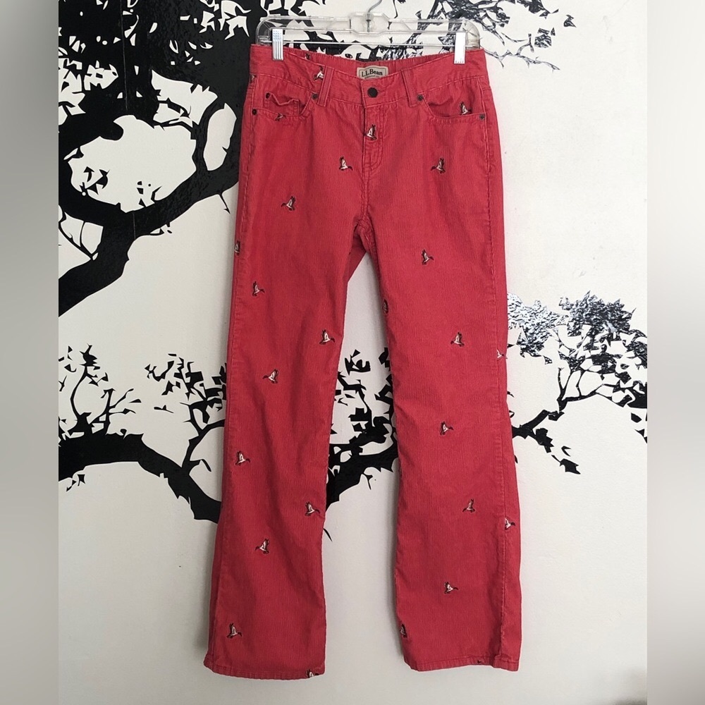 LL Bean Orange Cordoroy Mallard Duck Pants